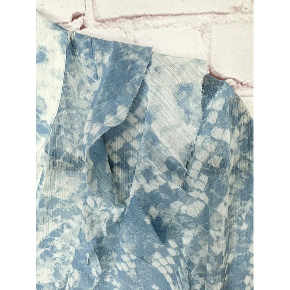 L'Agence Blue Pattern Ruffle Nadine Long Sleeve Blouse Womens XS - Picture 3 of 5